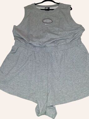 Nike Womens Grey Sleeveless Romper Elastic Waist Snap Buttons 1X 14/16 Soft Cott
